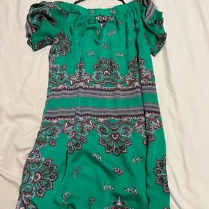 Green Multi off the shoulder dress